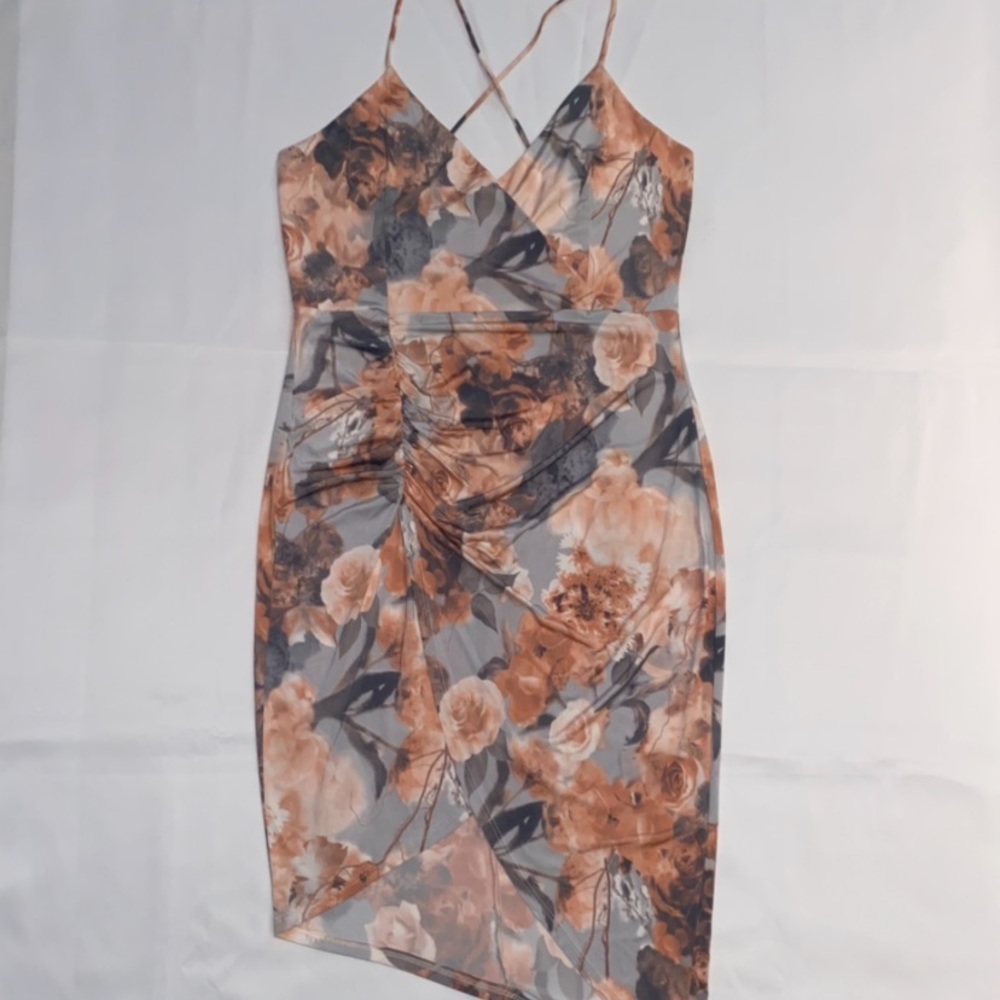 NWT Discovery Floral Print Pink & Gray Dress